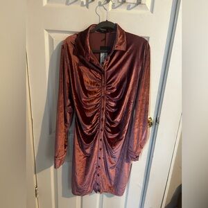 Velour Button Down Dress